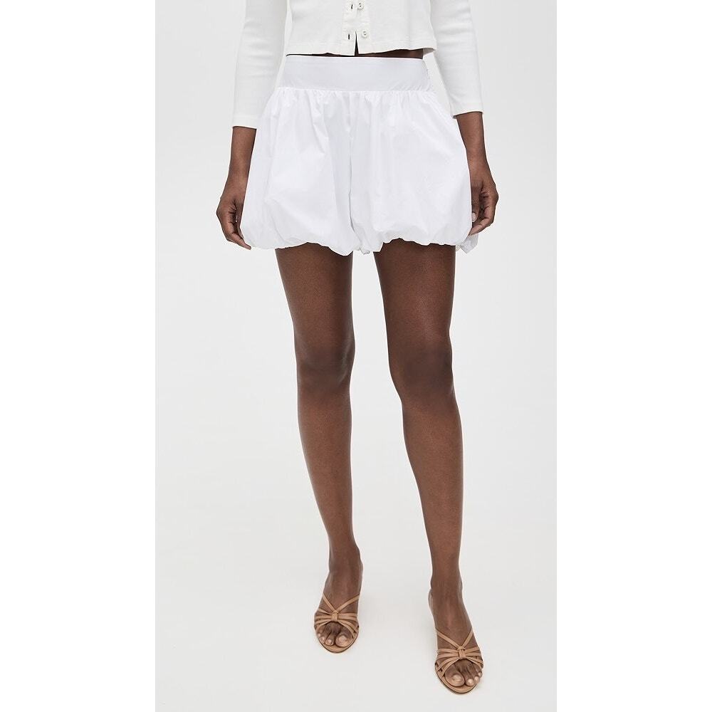 NWT Susana Monaco Sz L Sugar White Cotton Poplin Pull-On Coastal Bubble Shorts